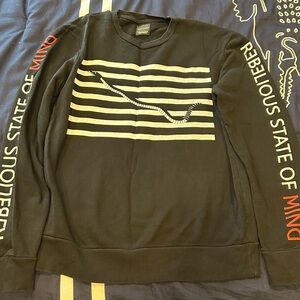 Zara Men's Black and White Crewneck Sweatshirt